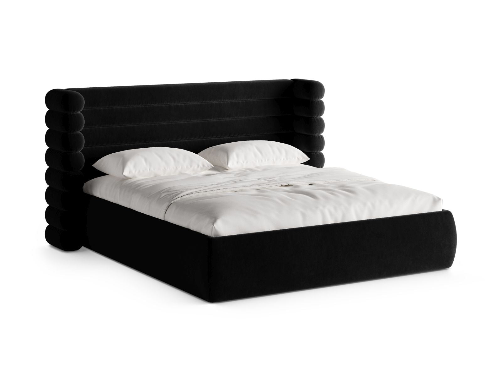 Mount Bett mit Stauraum mit Kopfteil 140cm in Black-Salvador präsentiert im Onlineshop von KAQTU Design AG. Bett ist von Micadoni