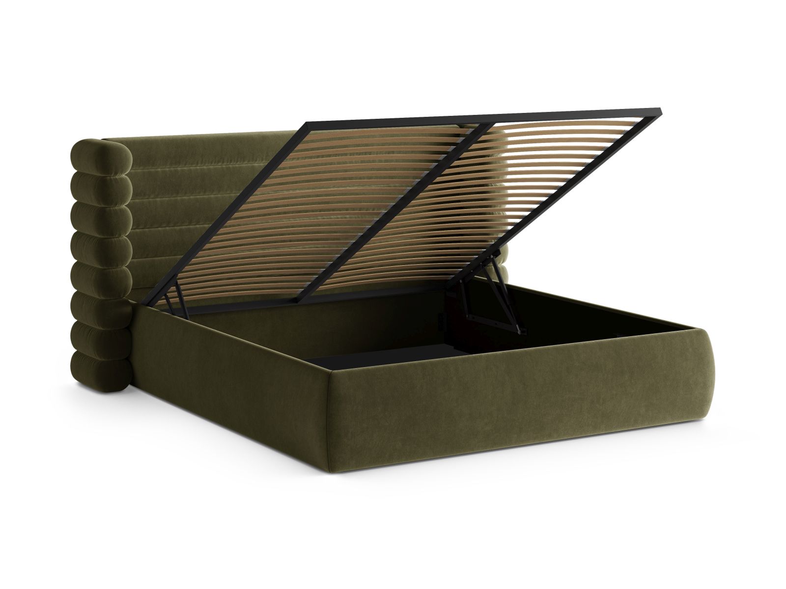 Modernes Mount Bett mit 140 cm Breite, cleverem Stauraum und geschmackvollem Kopfteil, ideal für ein gemütliches Schlafzimmer.