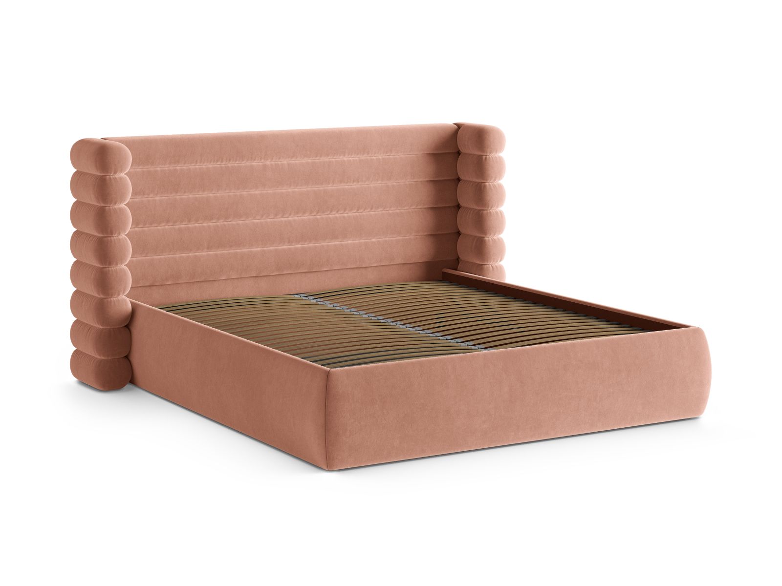 Stylisches Mount Bett von Micadoni, 140 cm breit, mit praktischem Stauraum und ansprechendem Kopfteil für ein elegantes Schlafzimmer.