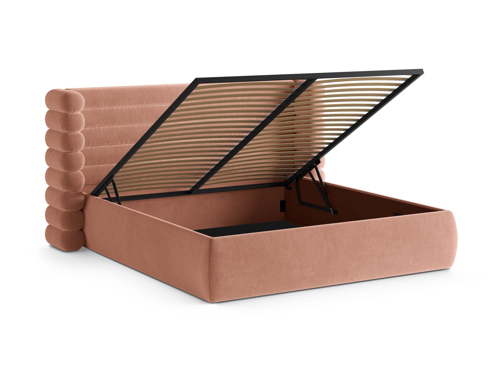 Modernes Mount Bett von Micadoni, 140 cm, bietet cleveren Stauraum und ein geschmackvolles Kopfteil für stilvolle Akzente im Schlafzimmer.