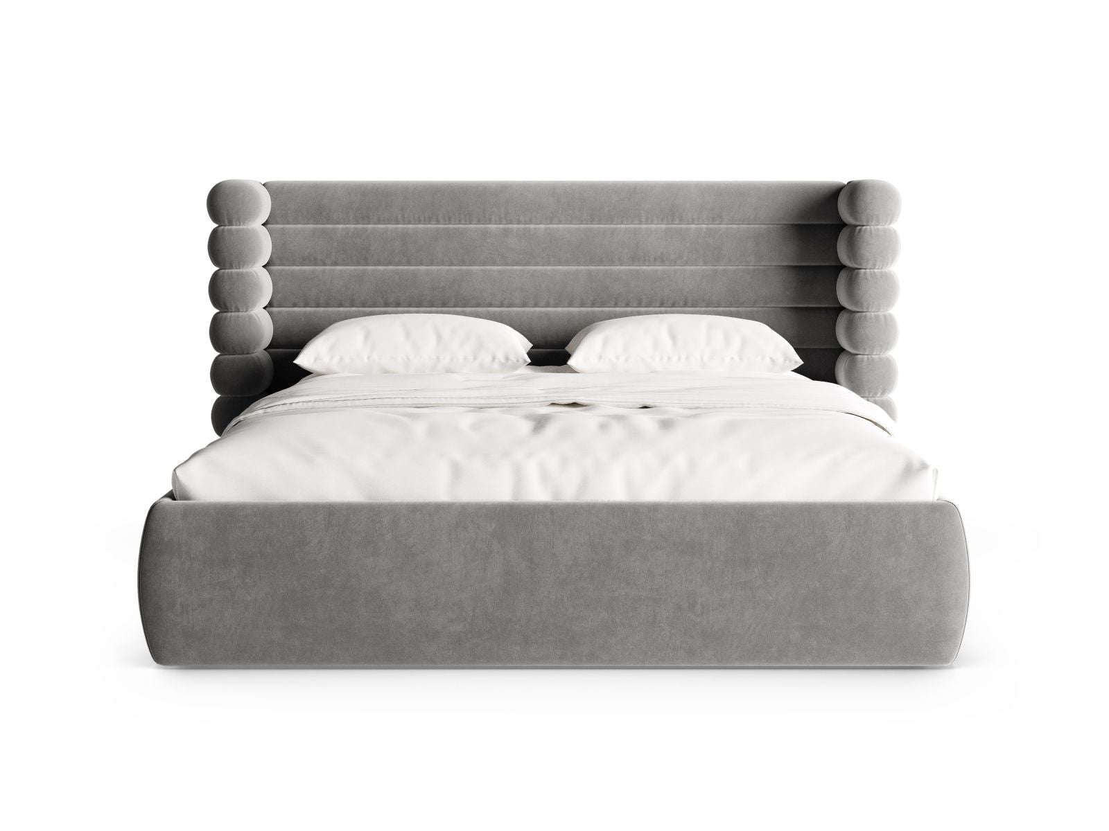 Stylisches Mount Bett mit 140 cm Breite, Stauraum und elegantem Kopfteil in Grey-Salvador, ideal für moderne Schlafzimmer.