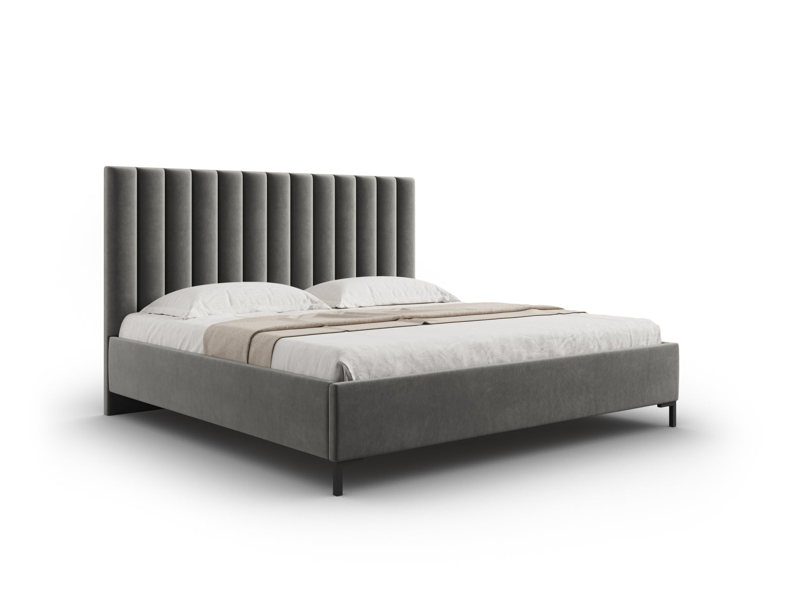 Allison Velour Bett mit Stauraum und Headboard  in Light Grey präsentiert im Onlineshop von KAQTU Design AG. Bett ist von Micadoni