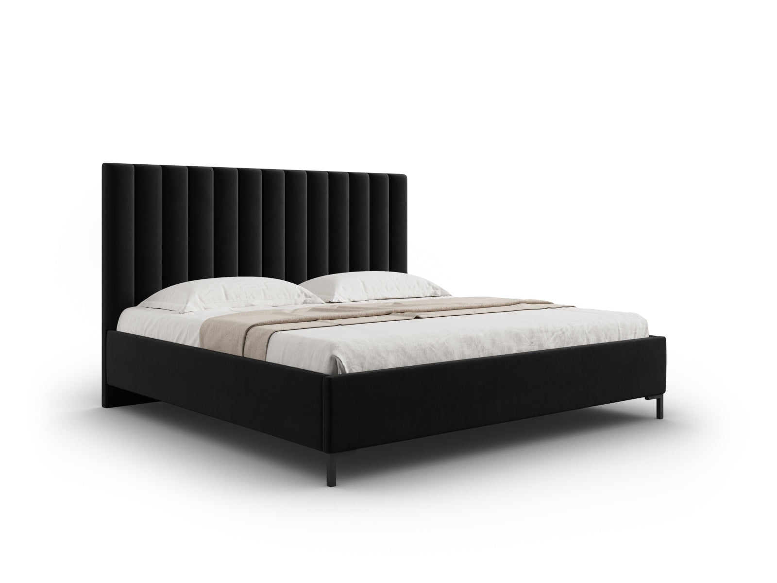 Allison Velour Bett mit Stauraum und Headboard  in Black präsentiert im Onlineshop von KAQTU Design AG. Bett ist von Micadoni