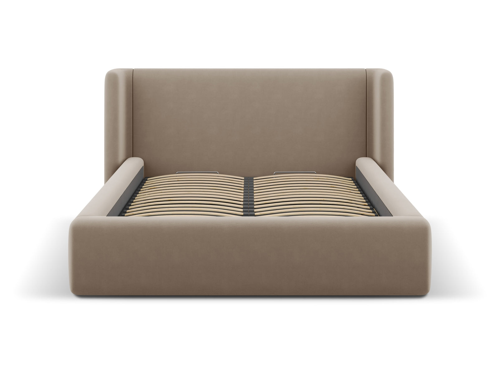 Jolene Velour Bett mit Stauraum und Headboard  in Cappuccino präsentiert im Onlineshop von KAQTU Design AG. Bett ist von Micadoni