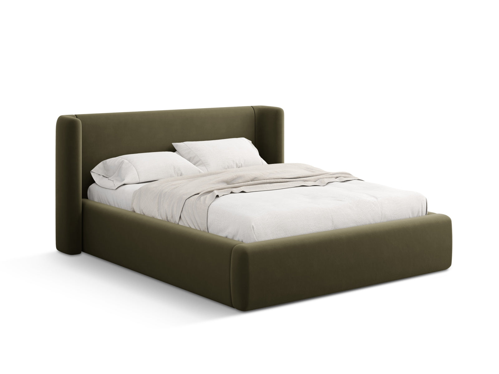 Jolene Velour Bett mit Stauraum und Headboard  in Green präsentiert im Onlineshop von KAQTU Design AG. Bett ist von Micadoni