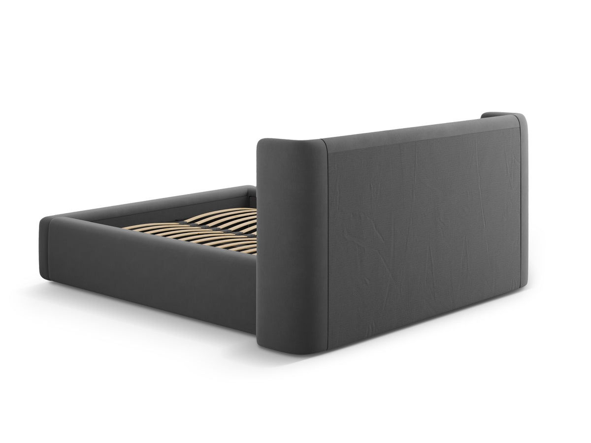 Jolene Bett mit Stauraum und Headboard 140cm in Grey-Bluvel präsentiert im Onlineshop von KAQTU Design AG. Bett ist von Micadoni