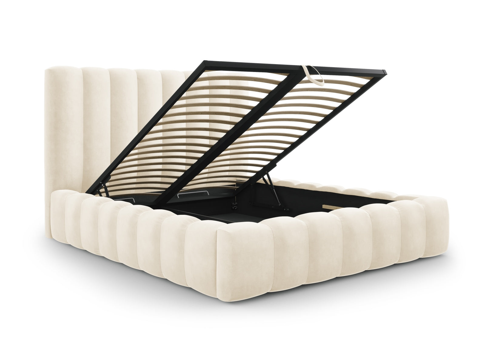 Entdecken Sie das stilvolle Kelp Velour Bett von Micadoni – perfekt für Ihr modernes Schlafzimmer, mit praktischem Stauraum und gemütlichem Kopfteil.