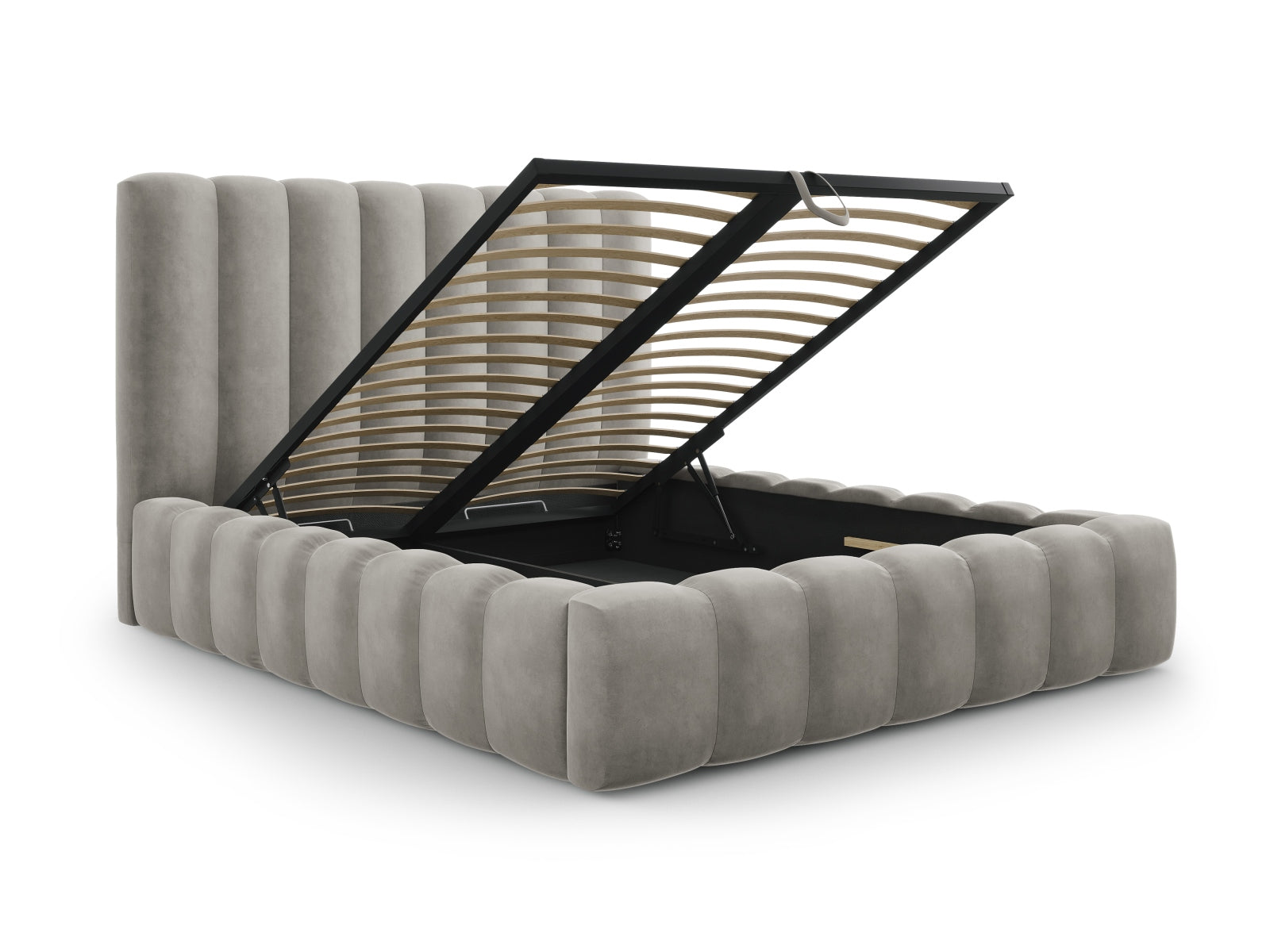 Entdecken Sie das stilvolle Kelp Velour Bett von Micadoni – perfekt für Ihr modernes Schlafzimmer, mit praktischem Stauraum und gemütlichem Kopfteil.