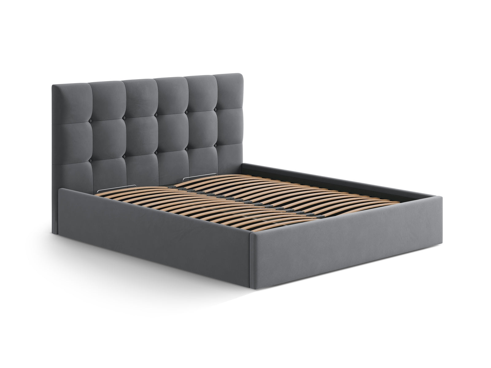 Susan Velour Bett mit Stauraum  in Grey präsentiert im Onlineshop von KAQTU Design AG. Bett ist von Micadoni
