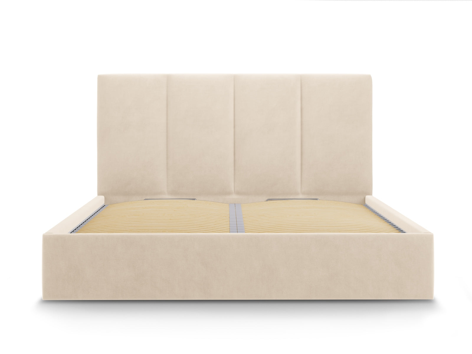 Pyla Velour Bett mit Stauraum und Headboard  in Beige präsentiert im Onlineshop von KAQTU Design AG. Bett ist von Micadoni