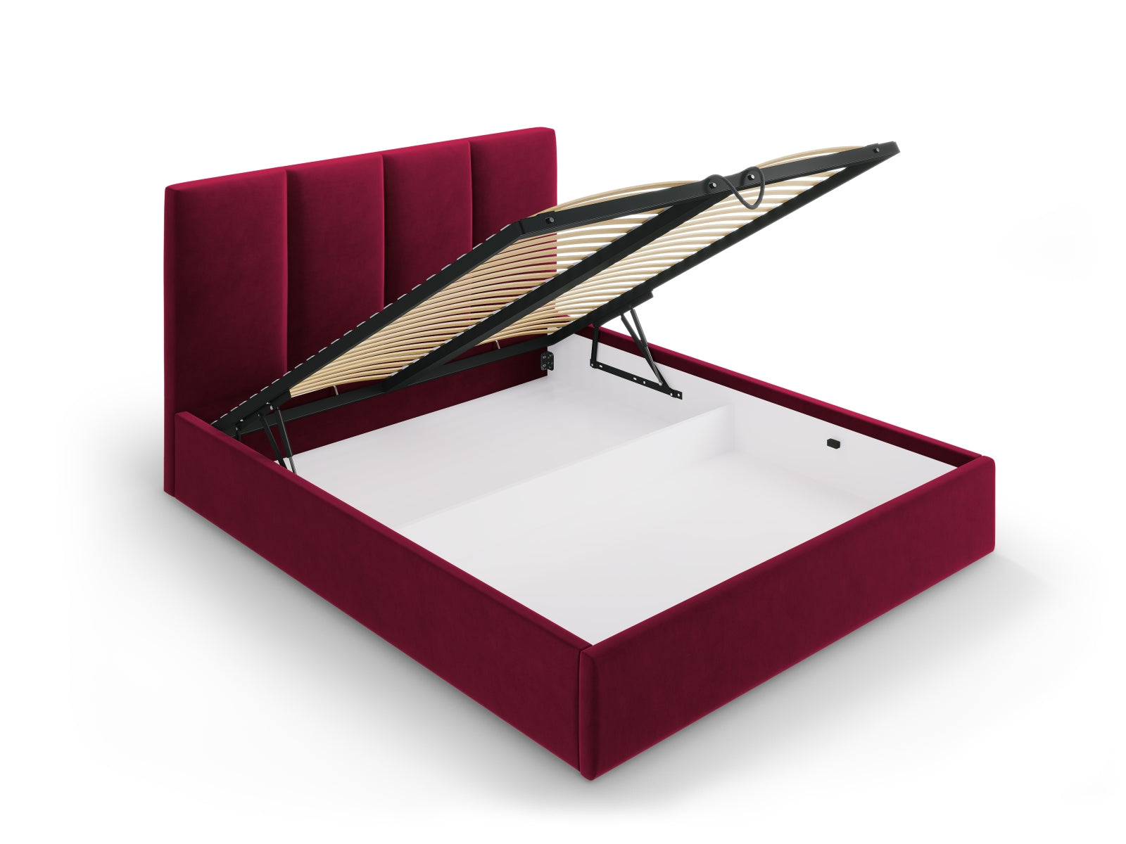 Pyla Velour Bett mit Stauraum und Headboard  in Dark Red präsentiert im Onlineshop von KAQTU Design AG. Bett ist von Micadoni