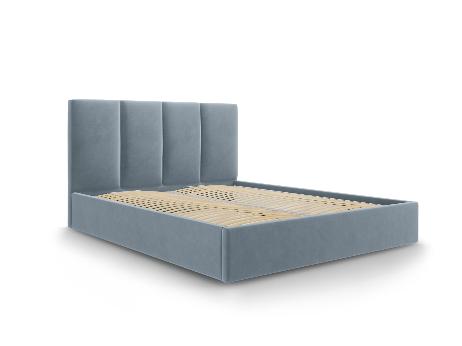 Pyla Velour Bett mit Stauraum und Headboard  in Blue präsentiert im Onlineshop von KAQTU Design AG. Bett ist von Micadoni