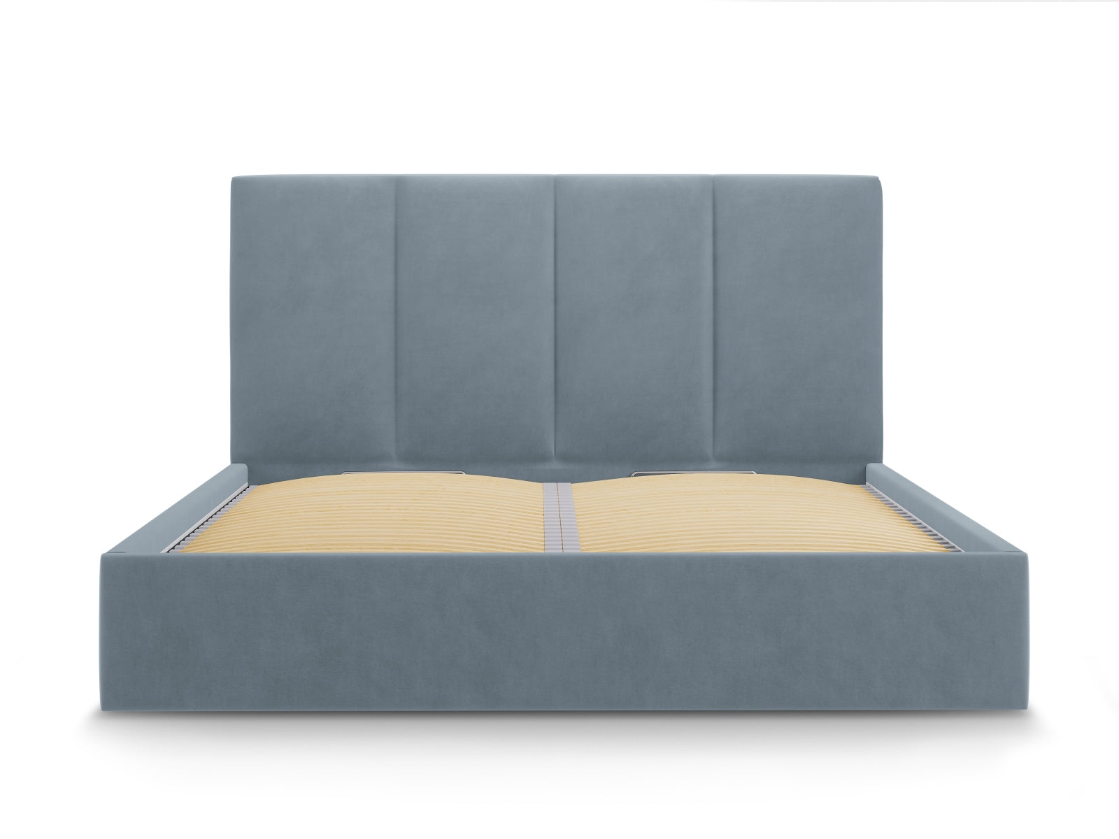 Pyla Velour Bett mit Stauraum und Headboard  in Blue präsentiert im Onlineshop von KAQTU Design AG. Bett ist von Micadoni
