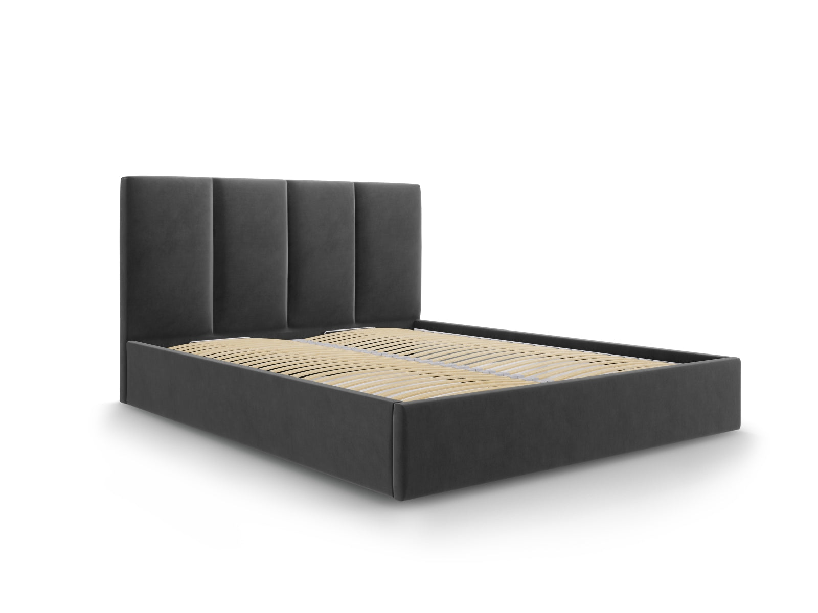 Pyla Velour Bett mit Stauraum und Headboard  in Dark Grey präsentiert im Onlineshop von KAQTU Design AG. Bett ist von Micadoni