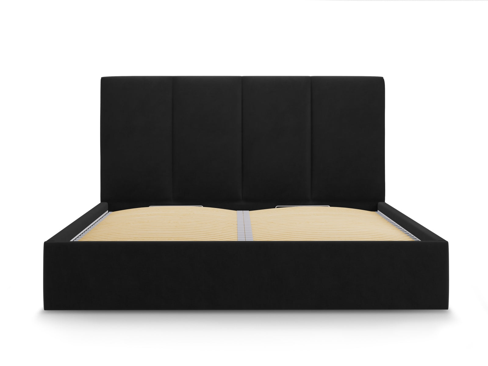 Pyla Velour Bett mit Stauraum und Headboard  in Black präsentiert im Onlineshop von KAQTU Design AG. Bett ist von Micadoni