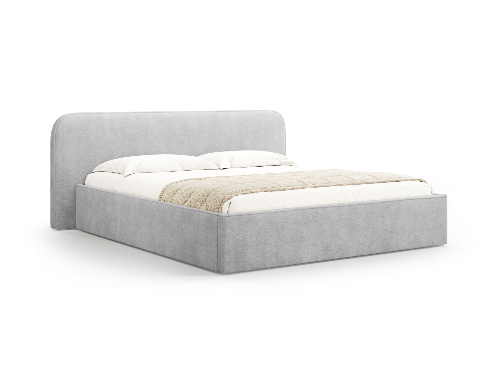 Elizabeth Bett mit Stauraum und Headboard  in Light Grey präsentiert im Onlineshop von KAQTU Design AG. Bett ist von Micadoni