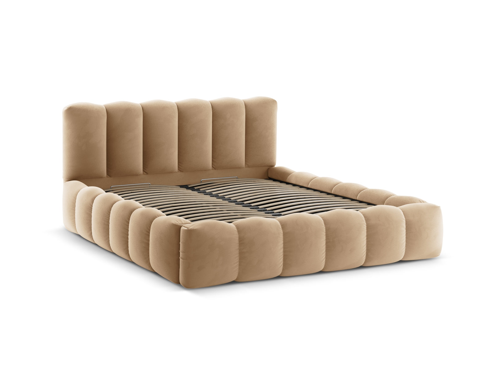 Erleben Sie das Lupine Velour Bett von Micadoni – ein elegantes Möbelstück mit Stauraum und komfortablem Headboard für Ihr Schlafzimmer!