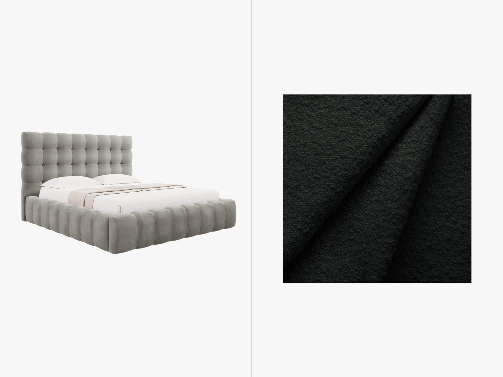 Mamaia Boucle Bett mit Stauraum und Headboard  185cm in Black/Schwarz präsentiert im Onlineshop von KAQTU Design AG. Bett ist von Micadoni
