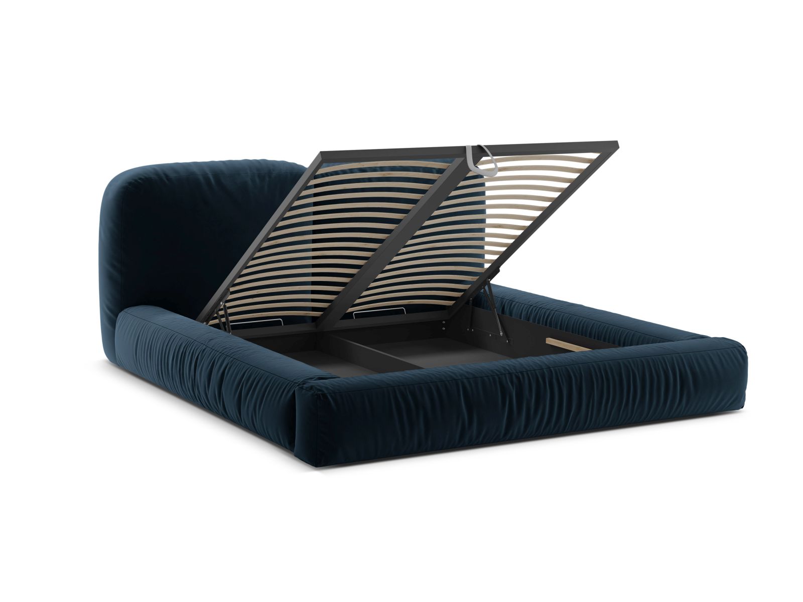 Modernes Bett Martina in tiefem Petrol, 160 cm breit, mit funktionalem Stauraum und ansprechendem Kopfteil für stilvolle Schlafzimmergestaltung.