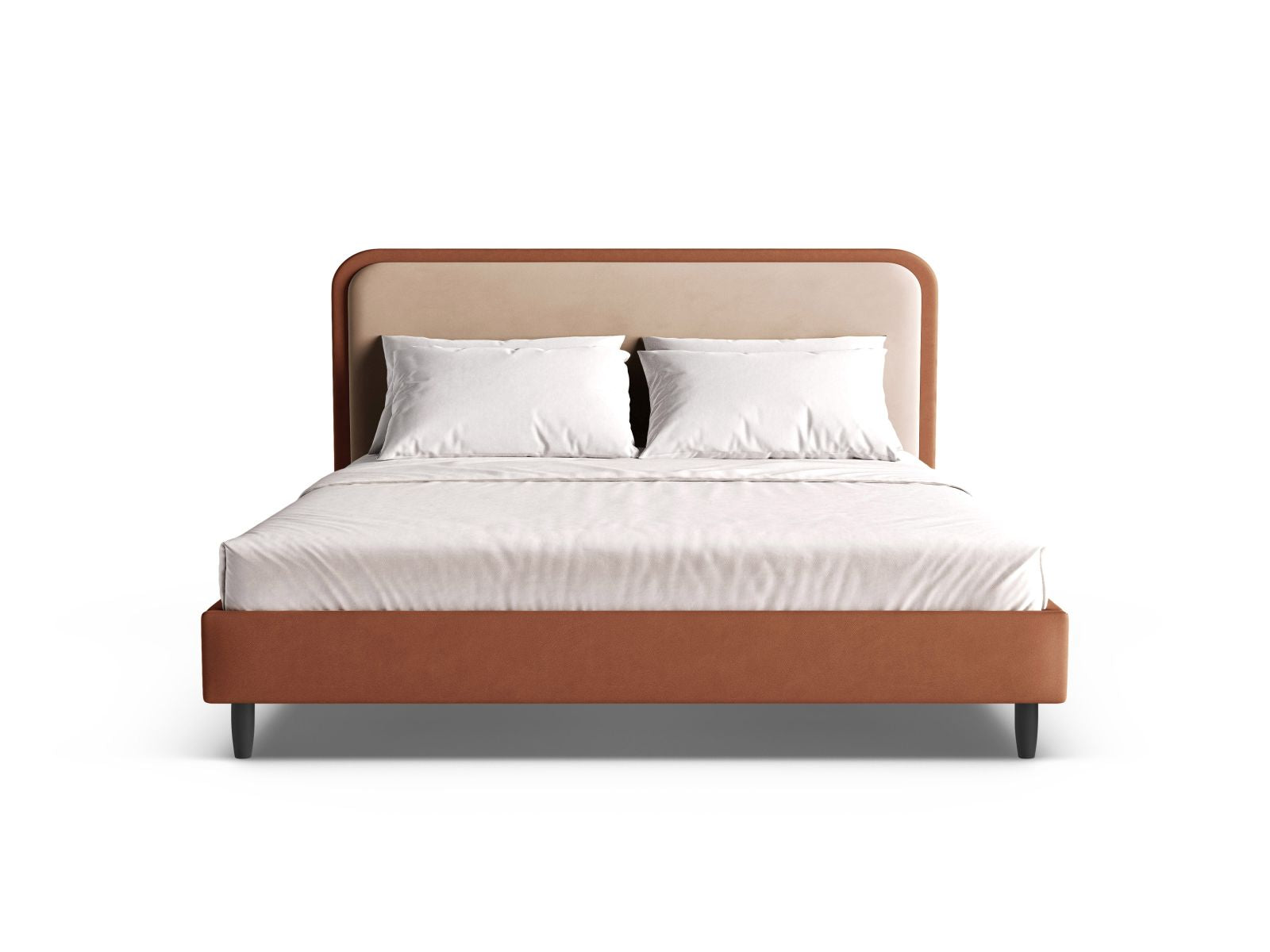 Elegantes Aveline Bett mit 160 cm Kopfteil in sanftem Almond Beige, ideal für stilvolle Schlafzimmergestaltung.