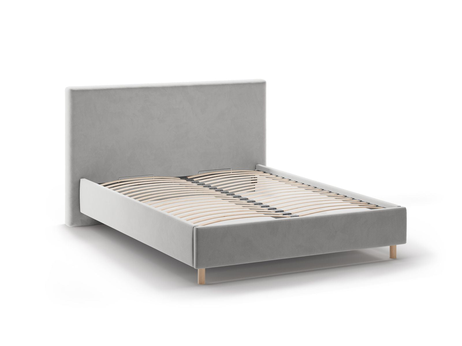 Elegantes Eloise Bett in Light Grey-Magic Velvet, 160 cm, mit funktionalem Stauraum und geschmackvollem Kopfteil für moderne Wohnräume.