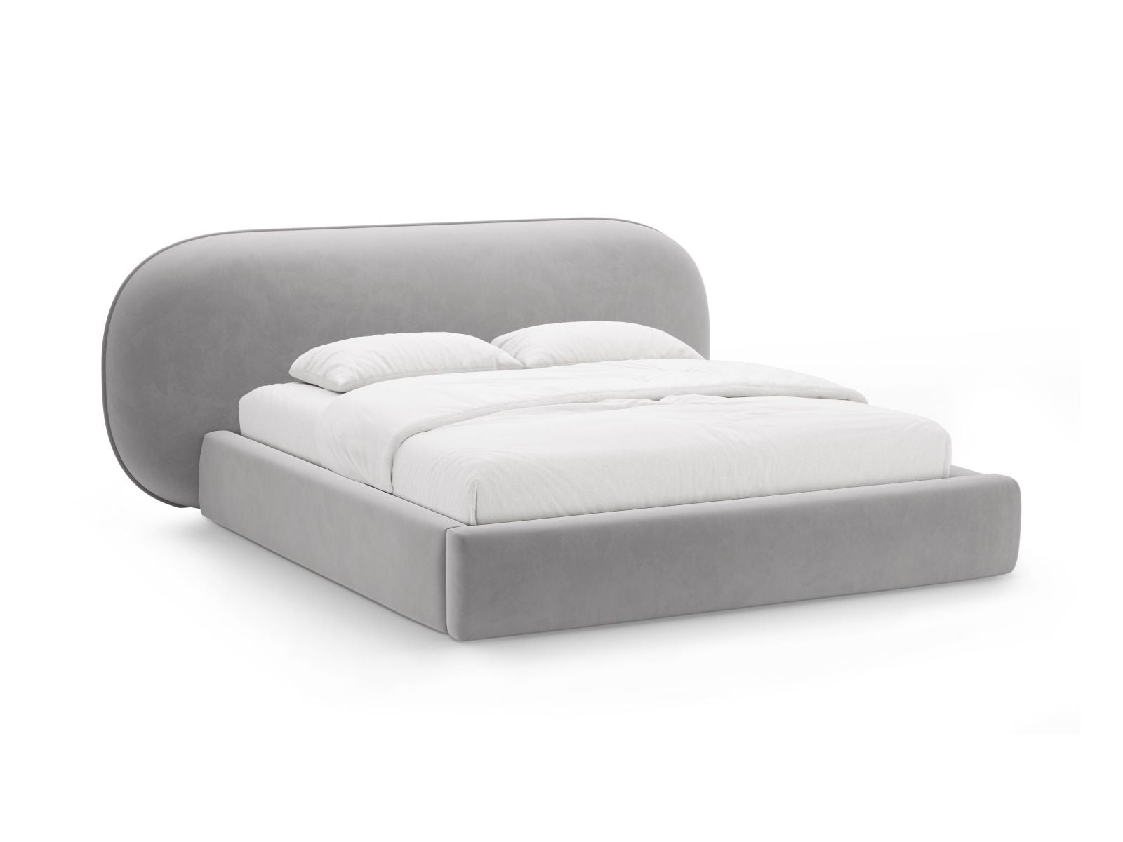 Ovalo Bett mit Stauraum mit Kopfteil 160cm in Light Grey-Magic Velvet präsentiert im Onlineshop von KAQTU Design AG. Bett ist von Micadoni