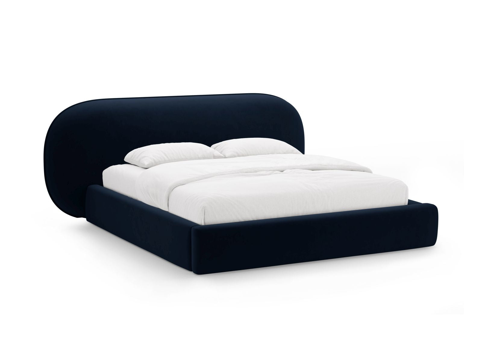 Ovalo Bett mit Stauraum mit Kopfteil 160cm in Royal Blue-Magic Velvet präsentiert im Onlineshop von KAQTU Design AG. Bett ist von Micadoni