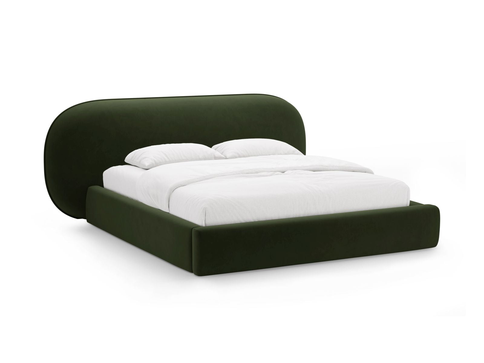 Ovalo Bett mit Stauraum mit Kopfteil 160cm in Army Green-Magic Velvet präsentiert im Onlineshop von KAQTU Design AG. Bett ist von Micadoni