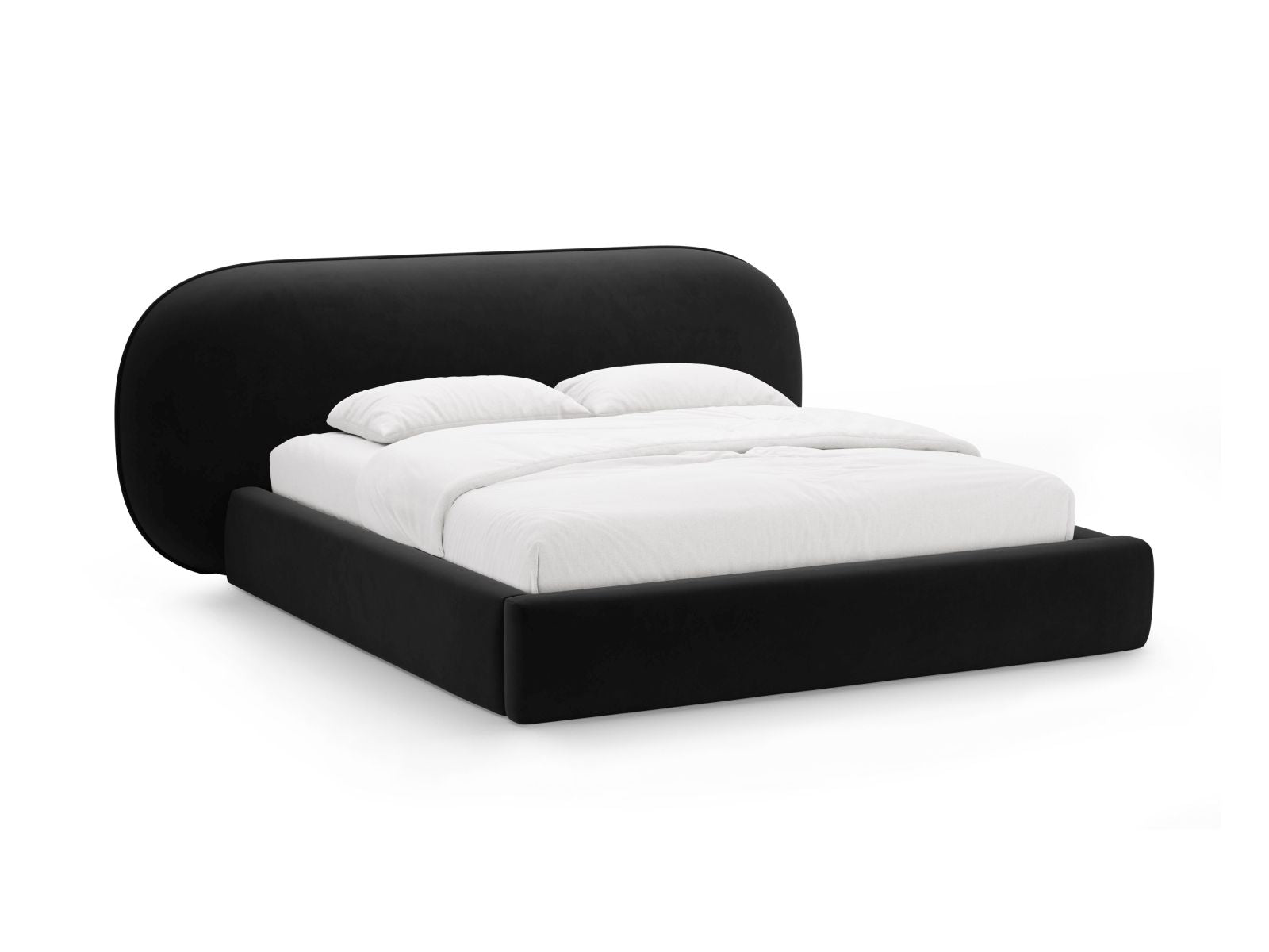 Ovalo Bett mit Stauraum mit Kopfteil 160cm in Black-Magic Velvet präsentiert im Onlineshop von KAQTU Design AG. Bett ist von Micadoni