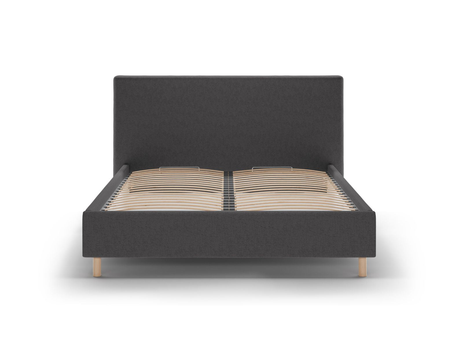 Elegantes Eloise Bett in Anthrazit mit praktischem Stauraum und stilvollem Kopfteil, ideal für moderne Schlafzimmer.