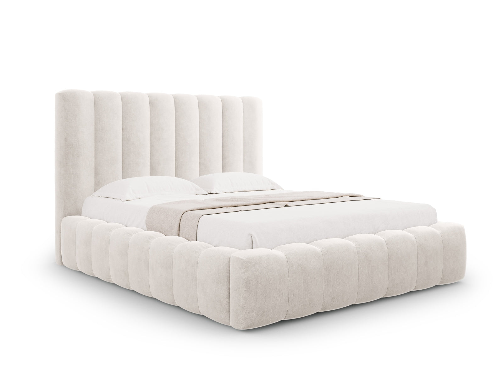 Kelp Bett mit Stauraum und Headboard  in Grey Beige Melange präsentiert im Onlineshop von KAQTU Design AG. Bett ist von Micadoni