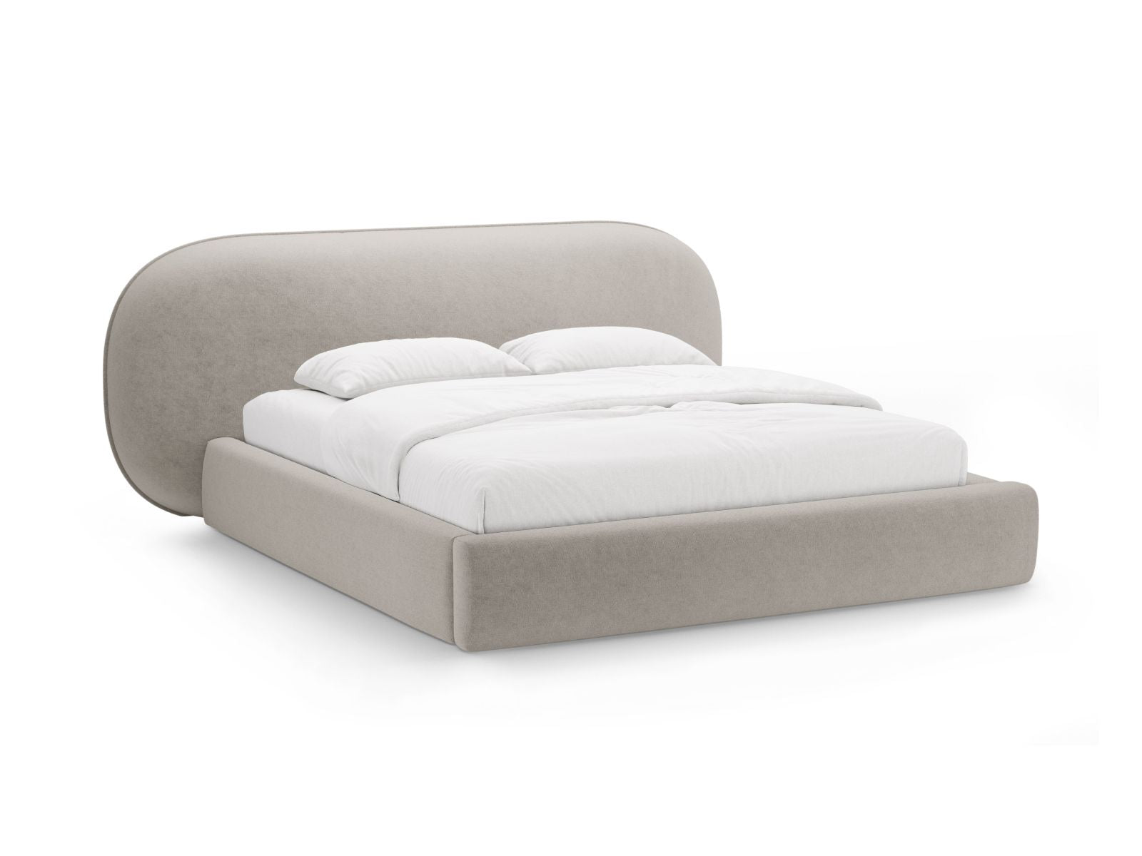 Ovalo Bett mit Stauraum mit Kopfteil 160cm in Beige-Perfect Harmony präsentiert im Onlineshop von KAQTU Design AG. Bett ist von Micadoni