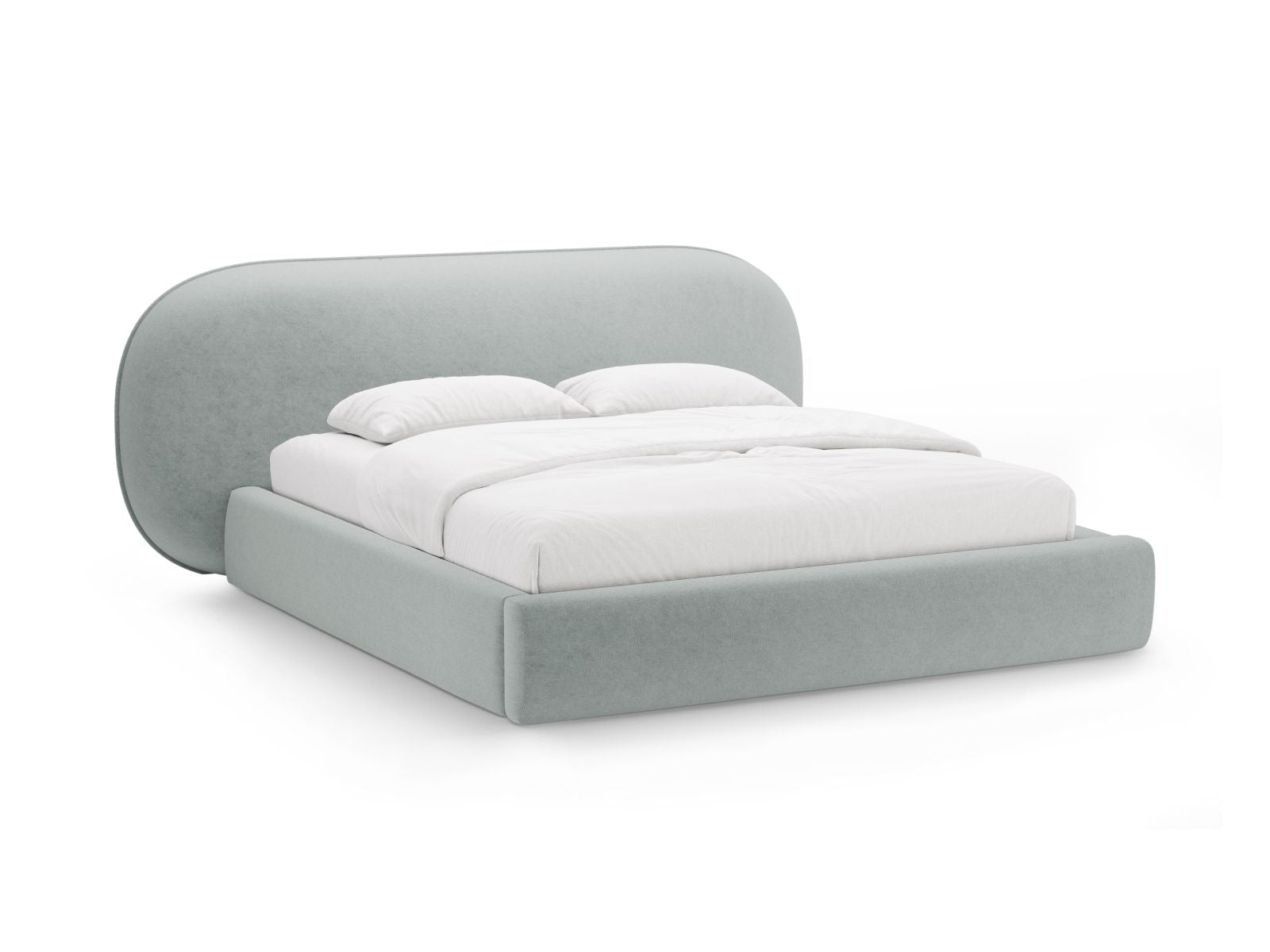 Ovalo Bett mit Stauraum mit Kopfteil 160cm in Light Blue-Perfect Harmony präsentiert im Onlineshop von KAQTU Design AG. Bett ist von Micadoni