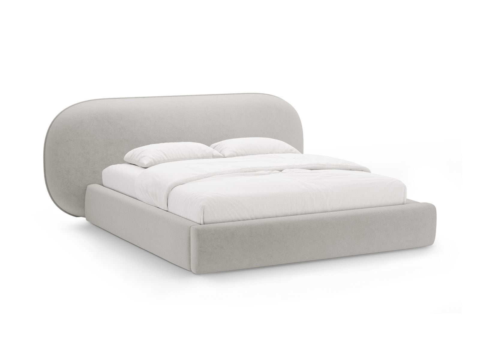 Ovalo Bett mit Stauraum mit Kopfteil 160cm in Light Grey-Perfect Harmony präsentiert im Onlineshop von KAQTU Design AG. Bett ist von Micadoni