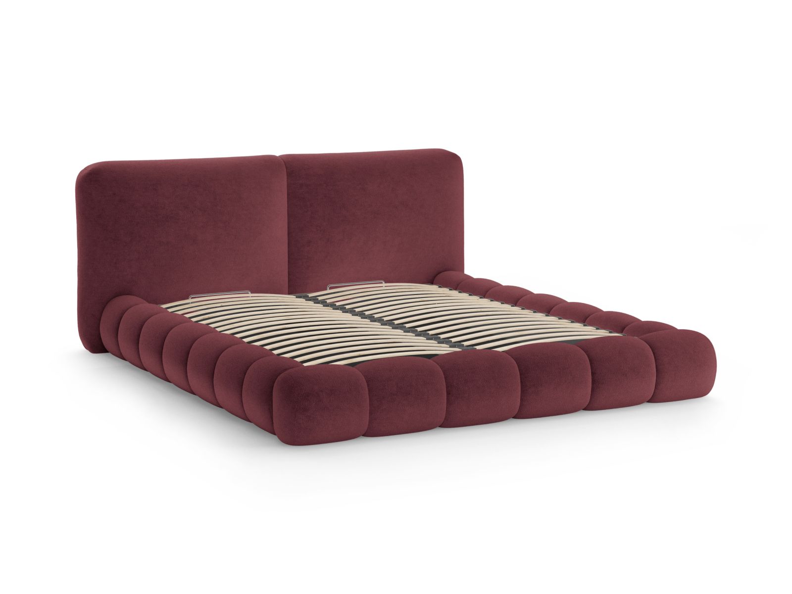 Elegantes Solange Bett mit 160 cm Breite, funktionalem Stauraum und stilvollem Kopfteil aus Kirschholz, ideal für moderne Schlafzimmer.