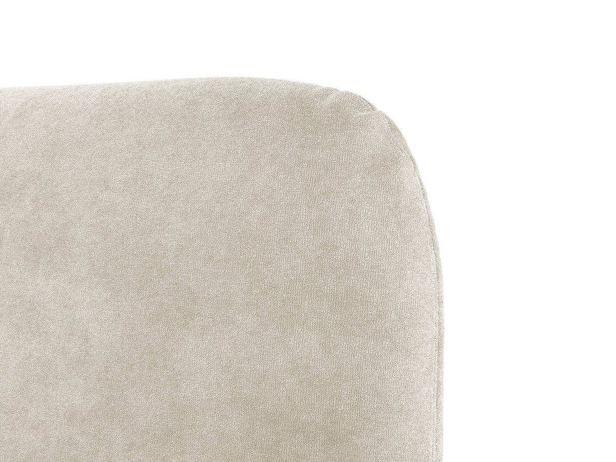Polstergestell des Vera Betts mit abgerundetem Kopfteil in Chenille-Stoff Perfect Harmony, hellbeige, mit gepolsterten Holzbeinen.