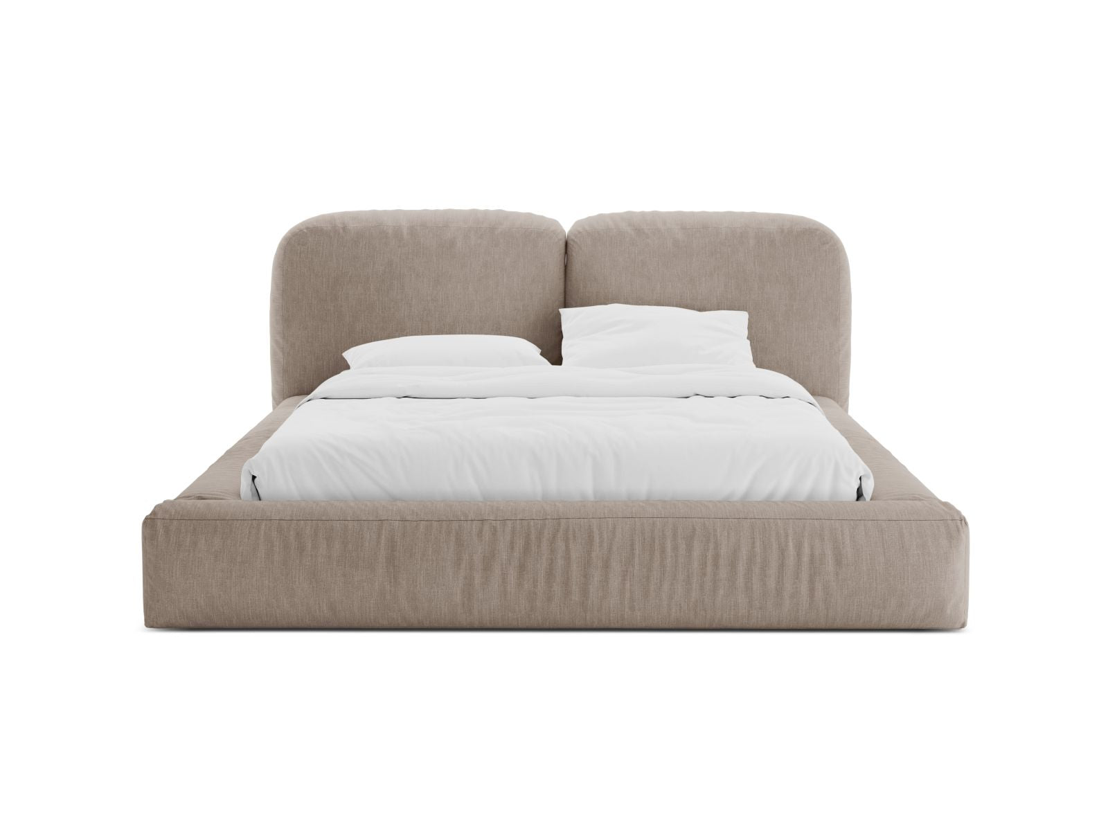 Elegantes Martina Bett mit 160 cm Breite, Stauraum und stilvollem Kopfteil in dunkelbeige, ideal für modernes Schlafzimmerdesign.