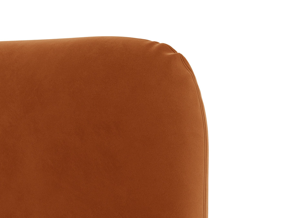 Polstergestell des Vera Betts mit abgerundetem Kopfteil in Chenille-Stoff Perfect Harmony, hellbeige, mit gepolsterten Holzbeinen.
