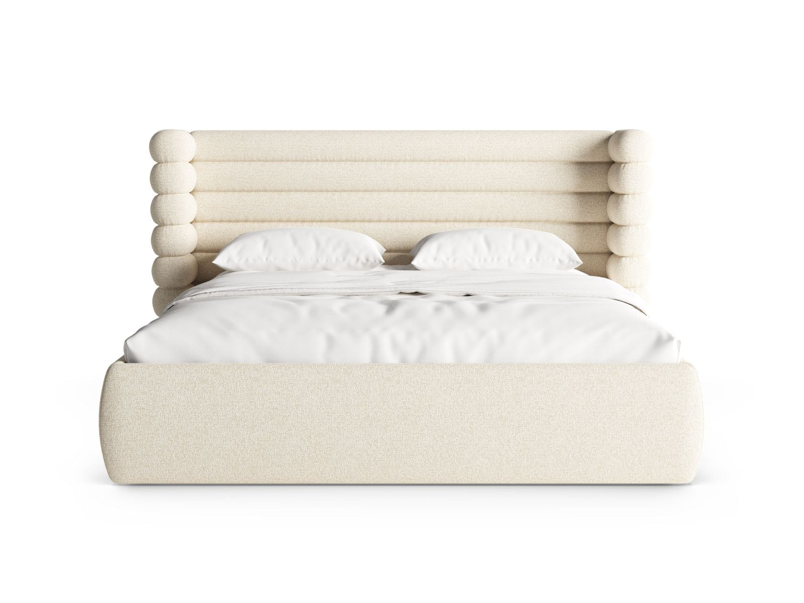 Elegantes Mount Bett mit praktischem Stauraum und stilvollem Kopfteil in Light Beige Melange, ideal für moderne Schlafzimmer.