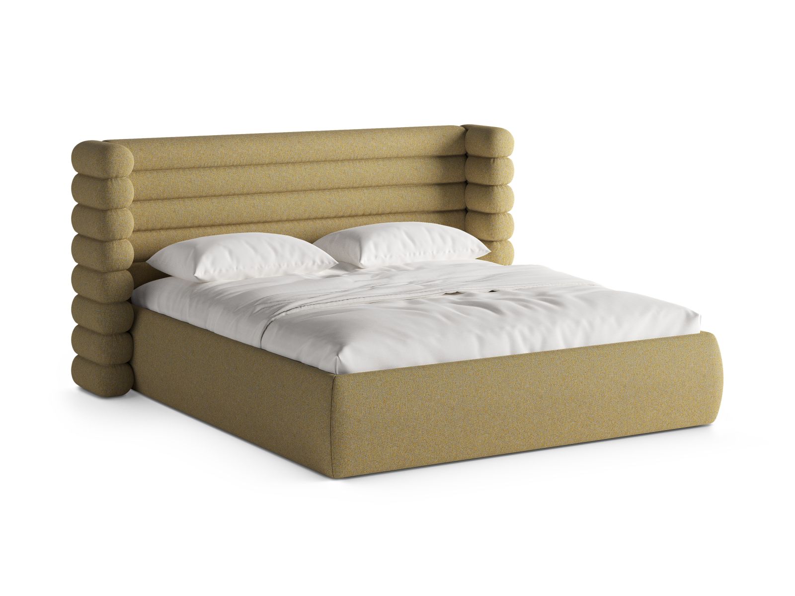 Mount Bett mit Stauraum mit Kopfteil 160cm in Sunflower Melange-Puente präsentiert im Onlineshop von KAQTU Design AG. Bett ist von Micadoni