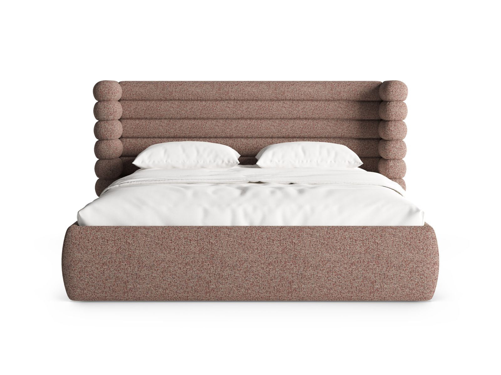 Stylisches Mount Bett mit Stauraum und Kopfteil in Pink Melange-Puente, ideal für moderne Schlafzimmer, von Micadoni.