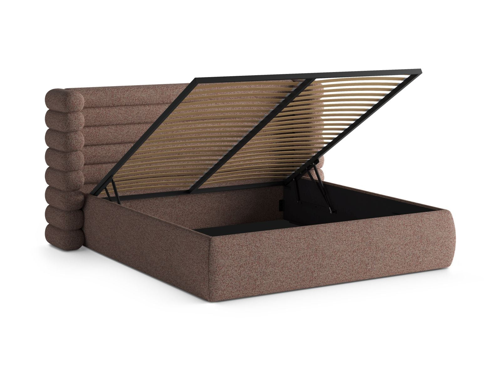 Elegantes Mount Bett in Pink Melange mit 160 cm Breite, Kopfteil und cleverem Stauraum für eine stilvolle Schlafzimmergestaltung.