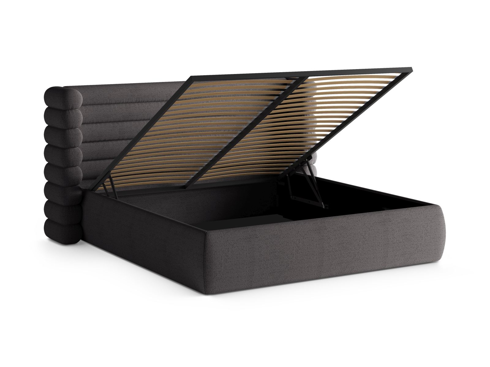 Elegantes Mount Bett mit 160 cm Breite, cleverem Stauraum und geschmackvollem Kopfteil, perfekt für zeitgemäße Schlafzimmergestaltung.