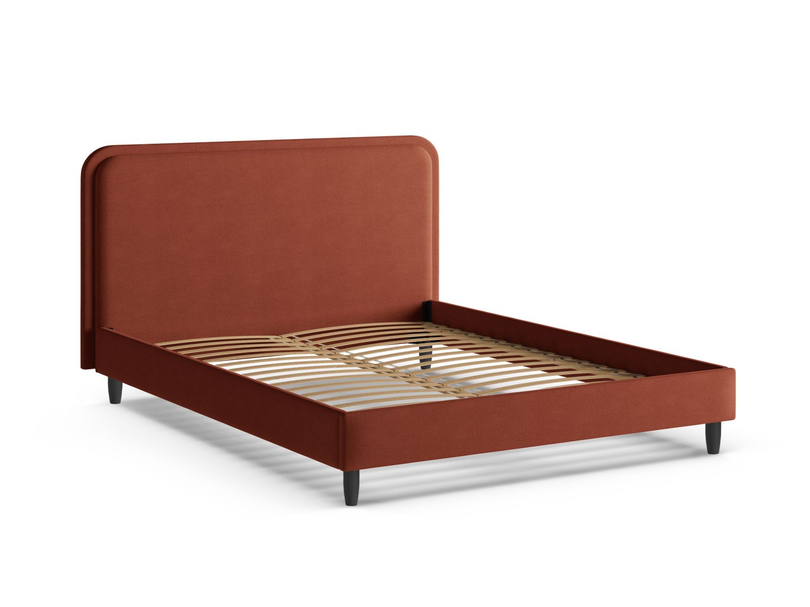 Elegantes Aveline Bett mit 160 cm Kopfteil in Auburn-Wind, ideal für stilvolle Schlafzimmergestaltung von Micadoni.