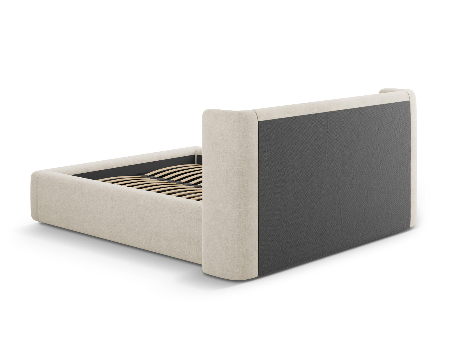 Entdecken Sie das stilvolle Jolene Bett von Micadoni: Mit integriertem Stauraum und modernem Headboard für ein elegantes Schlafzimmer-Design!