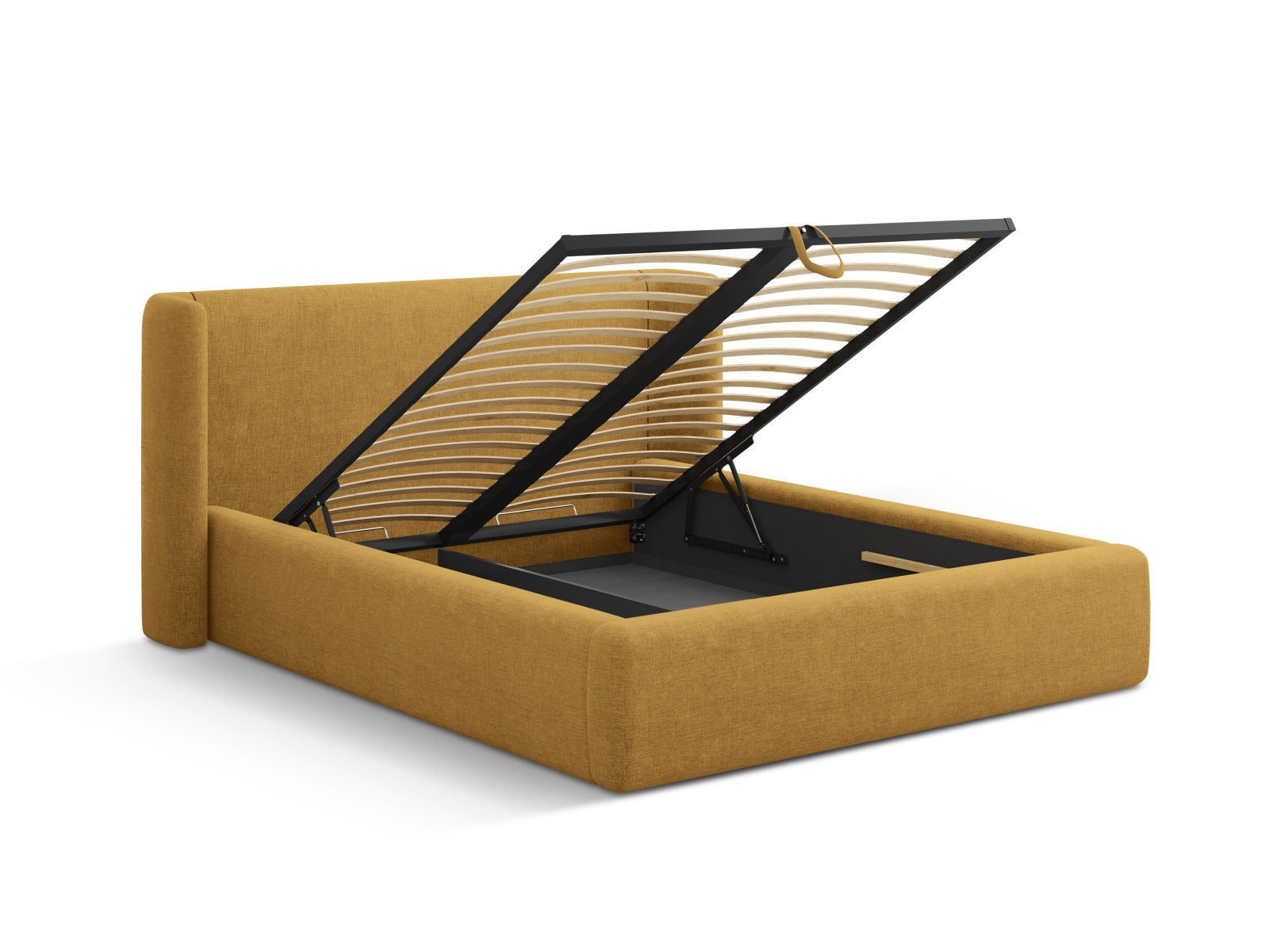 Entdecken Sie das stilvolle Jolene Bett von Micadoni: Mit integriertem Stauraum und modernem Headboard für ein elegantes Schlafzimmer-Design!