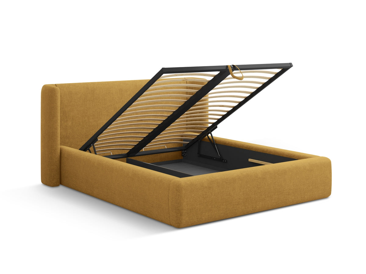 Jolene Bett mit Stauraum und Headboard 160cm in Light Olive-Wind präsentiert im Onlineshop von KAQTU Design AG. Bett ist von Micadoni