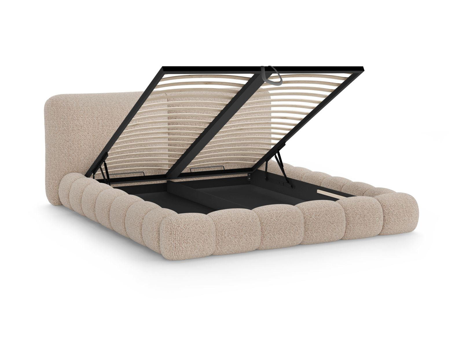 Stylisches Solange Bett mit 160 cm Kopfteil und integriertem Stauraum, perfekt für ein zeitgemäßes Schlafzimmerdesign.