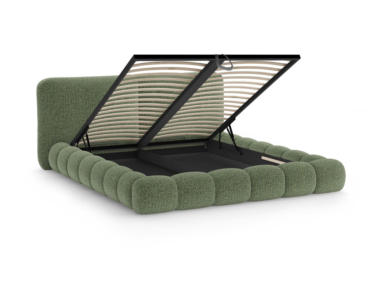 Stylisches Solange Bett in ansprechendem Grün, 160 cm, mit praktischem Stauraum und modernem Kopfteil für ein zeitgemäßes Schlafzimmer.