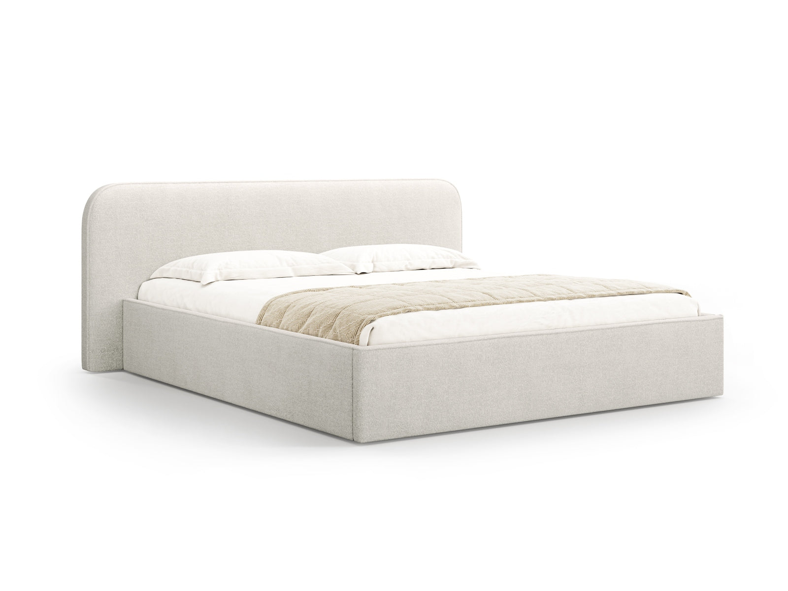 Erleben Sie das elegante Elizabeth Boucle Bett von Micadoni. Mit integriertem Stauraum und einem stilvollen Headboard – perfekt für Ihr modernes Schlafzimmer!